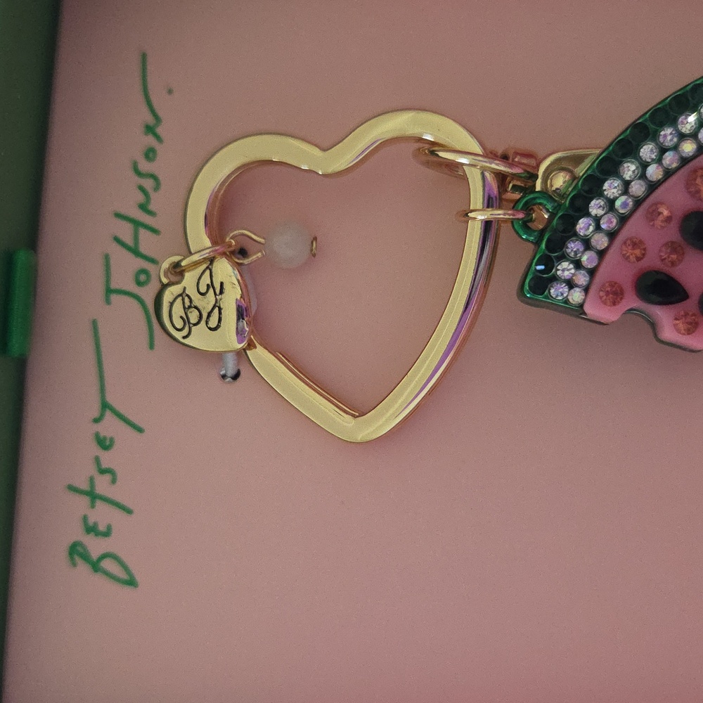 Betsey Johnson Watermelon Keychain/Bag Charm with Heart Clasp - Picture 3 of 4